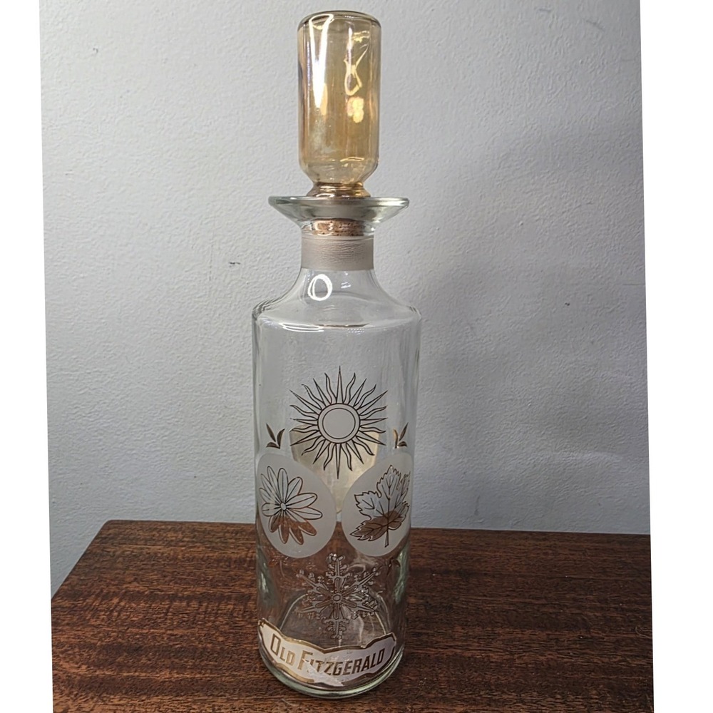 Fitzgerald Glass Decanter Four Seasons Gold Inlay